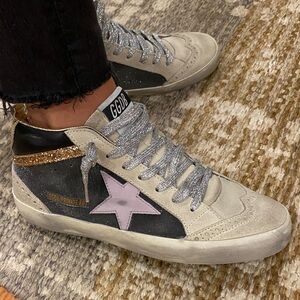 Golden Goose AUTHENTIC size 38- Mid Star Metallic Sneakers